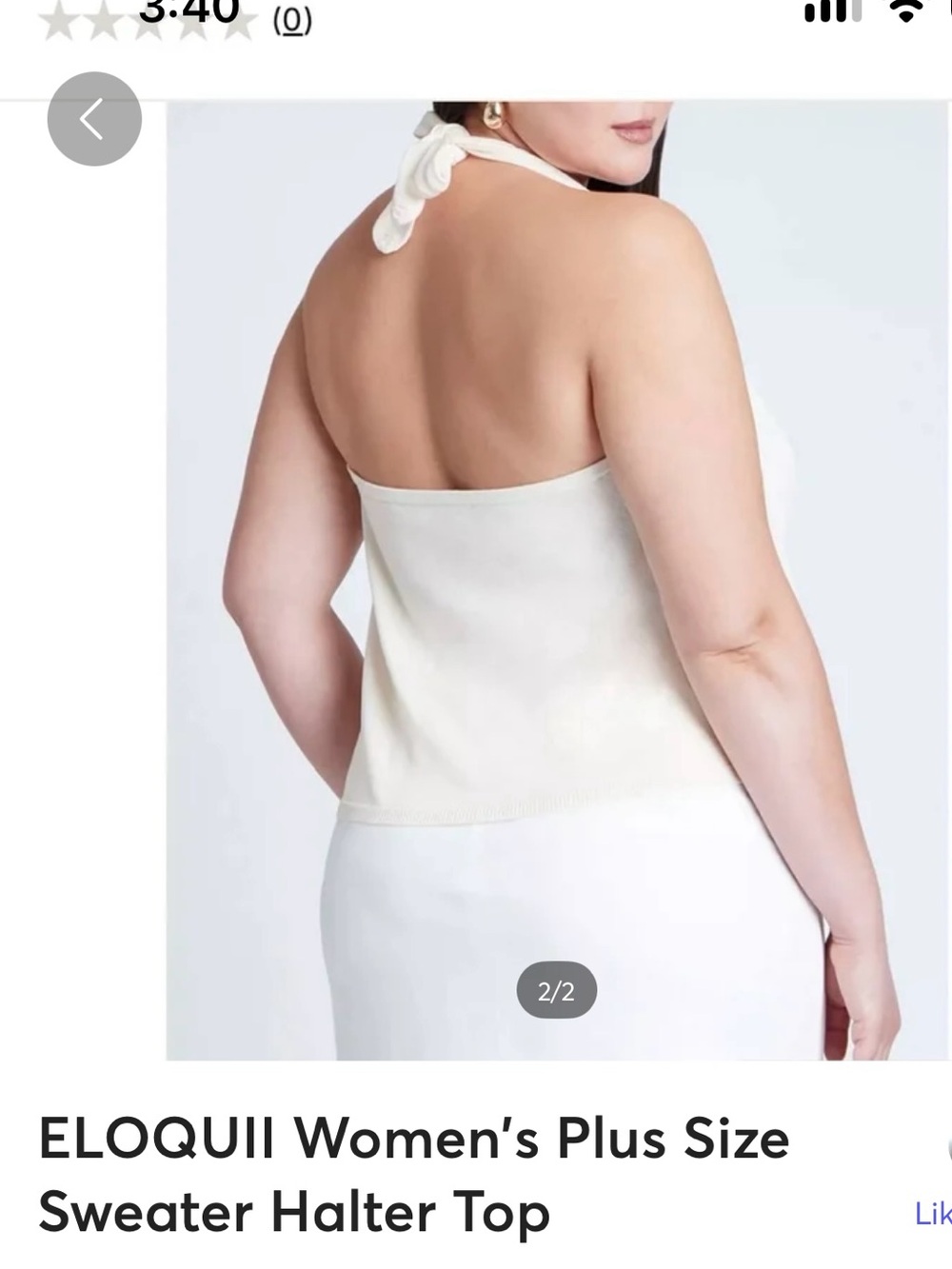 Eloquii Cream Knit Halter Bandeau Top